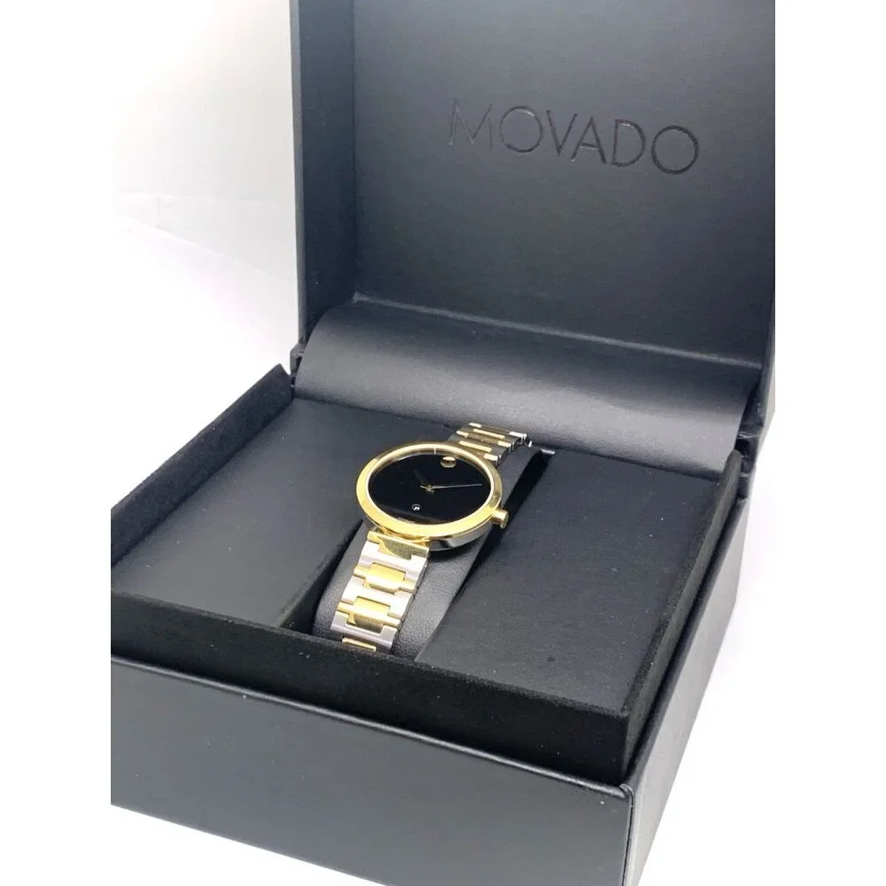 Movado Women's Watch 0607679 Museum Black Dial Swiss Automatic 2-Tone Steel 32mm